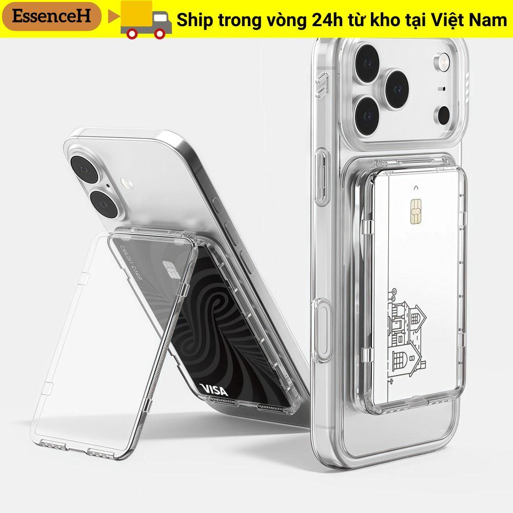 ESSENCEH Dành Cho Túi Đựng Thẻ MagSafe, Hộp Đựng Thẻ Từ Tính Siêu Mỏng Chống Sốc, Điện Thoại Ví Nhẹ Trong Suốt Có Thể Tháo Rời Cho 17 / 16 / 15 / 14 / 13 / 12