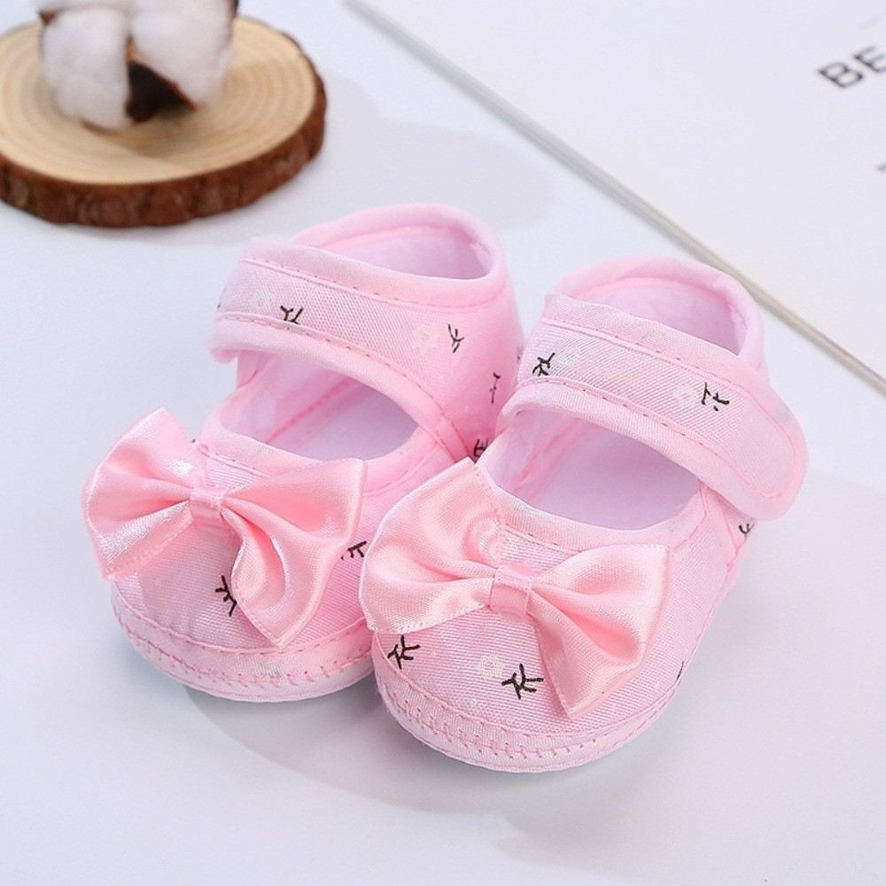 Giày tập đi AWNGD, Giày đế mềm nơ dễ thương thoáng khí, Chống trượt Thoải mái 0-12 tháng Giày công chúa Trẻ sơ sinh Tập đi