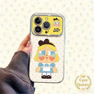 Phim hoạt hình dễ thương Cry Baby Girl Cover Tương thích cho IPhone 17 16 13 15 12 14 11 Pro Max Air XR 7 8 16 15 14 Plus X XS Max Vỏ cửa sổ lớn mạ điện sang trọng