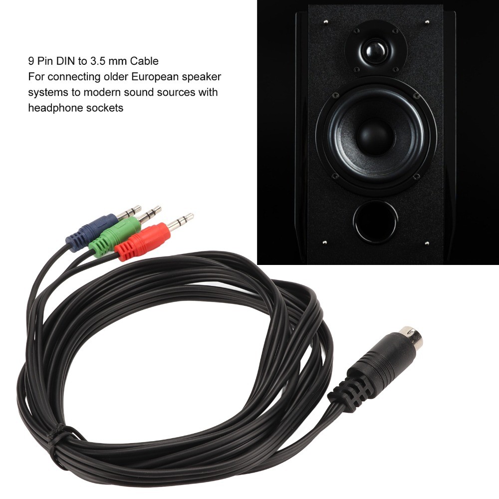 Cáp STABFOAM Mini DIN 9 Pin sang 3,5mm, Dây chuyển đổi âm thanh linh hoạt 1,8m / 5,9ft, Bộ chuyển đổi âm thanh 9 chân Cắm và chạy Bộ khuếch đại cáp DIN sang 3 Sử dụng