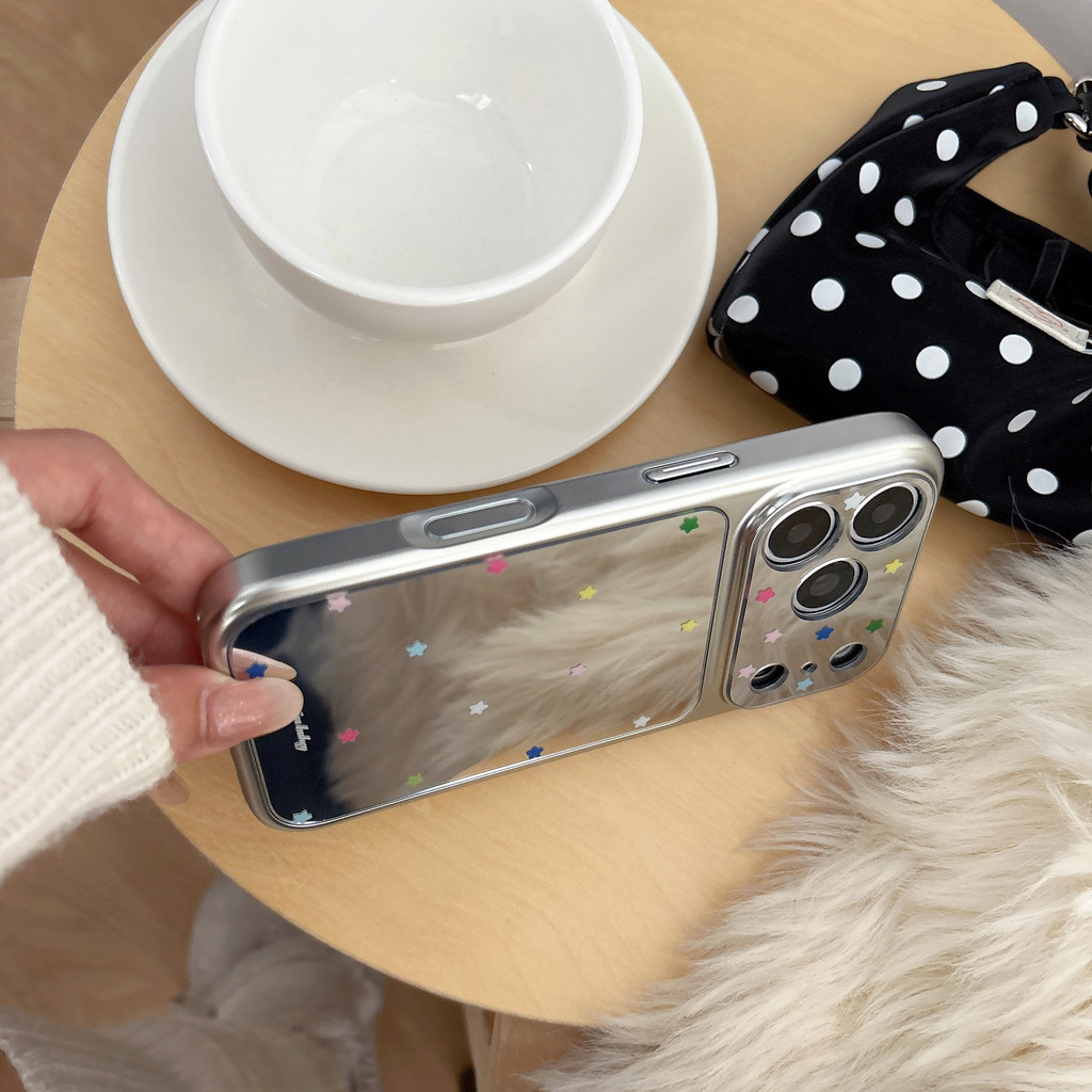 Ốp điện thoại Star Mirror đơn giản cho iPhone 17 Pro Max 17 16 15 14 13 Vỏ điện thoại chống rung