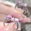 Nhẫn thời trang pha lê và zircon cho nữ, thiết kế lãng mạn có thể điều chỉnh