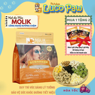 Hạt Cho Mèo MOLIK [ 1.5kg ] Vị Thịt Gà và Cá Hồi duy trì vóc dáng, bảo vệ sức khỏe đường tiết niệu