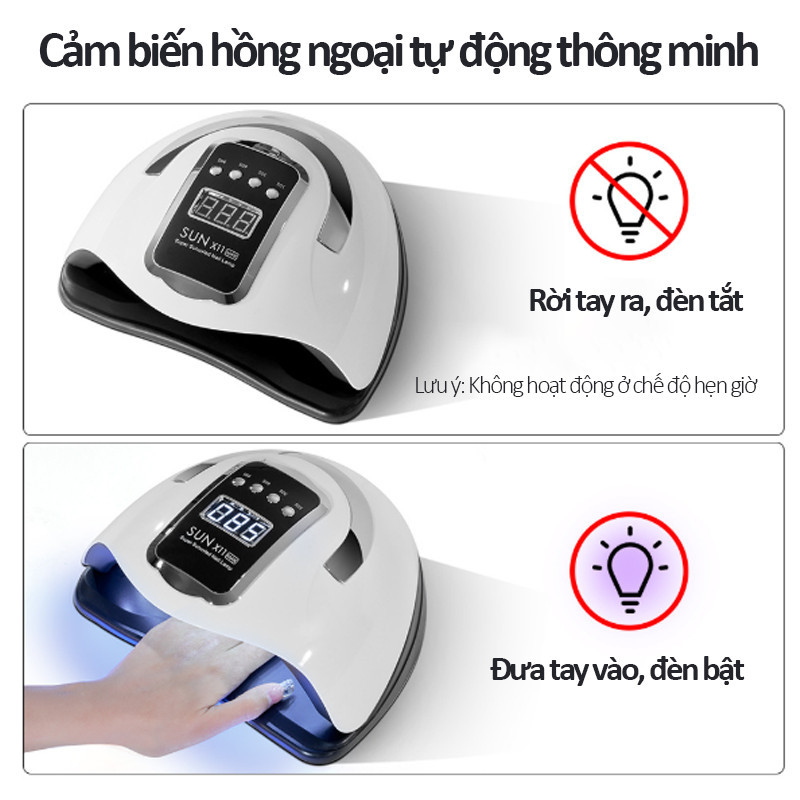 Đèn Làm Móng X11 Max Công Suất 280W - Máy Hơ Gel LED UV Cảm Biến Tự Động, Sấy Sơn Gel Chuyên Nghiệp