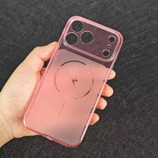 Cửa sổ toàn cảnh siêu mỏng ngay lập tức biến thành vỏ điện thoại màu hồng đào 17 màu hồng, thích hợp cho iPhone 11, 12, 13, 14, 15, 16, 17 Pro Max Ốp mềm TPU chống rơi toàn diện