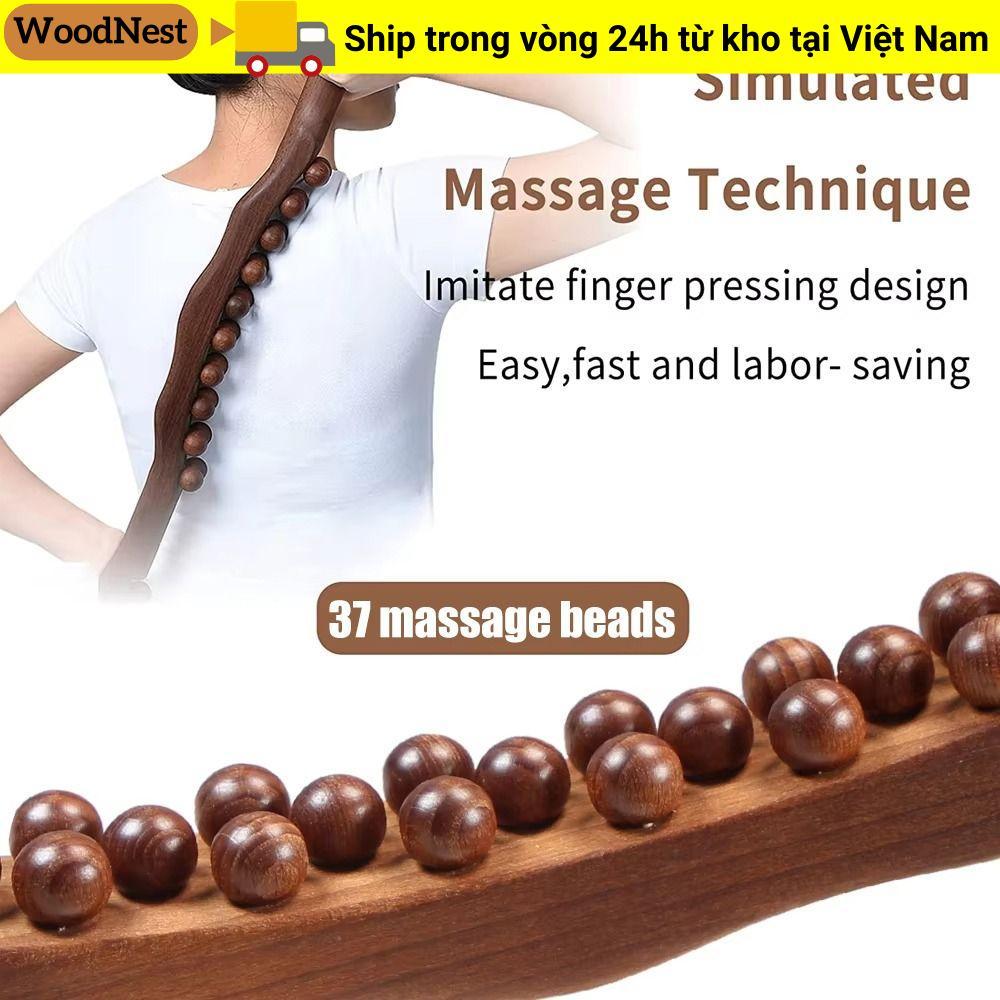 Gậy massage toàn thân WOODNEST, Gậy cạo lưng cầm tay đa năng, Trị liệu thư giãn 37 hạt Máy mát xa huyệt