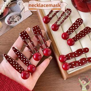 Kẹp Tóc NECKLACEMASK, Chấm Bi Liền Mạch Tóc Barrettes, Kẹp Tóc Mũ Đội Đầu Retro Màu Đỏ Thời Trang Cho Nữ Bé Gái