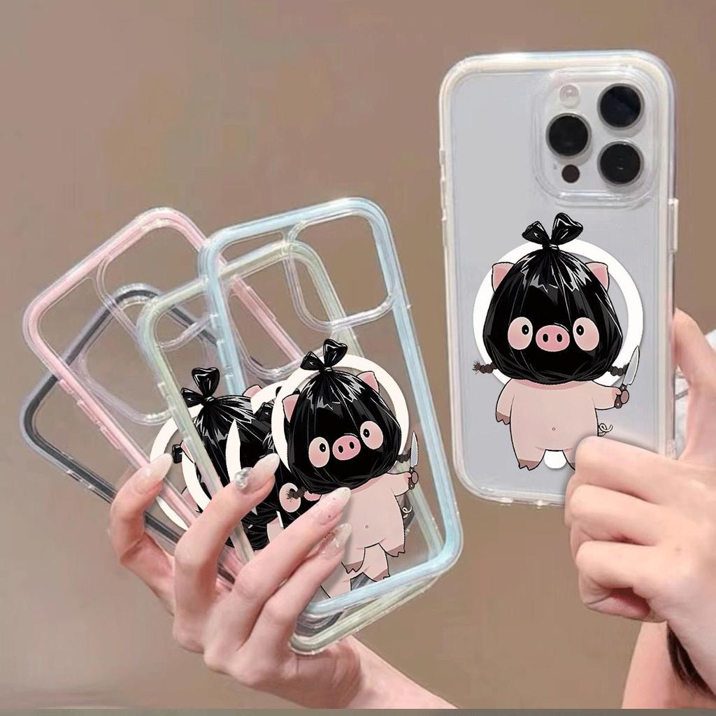 Bao rác lợn con phù hợp với vỏ điện thoại iPhone 17Air 3 trong 1,loại hút từ14/13/11Pro