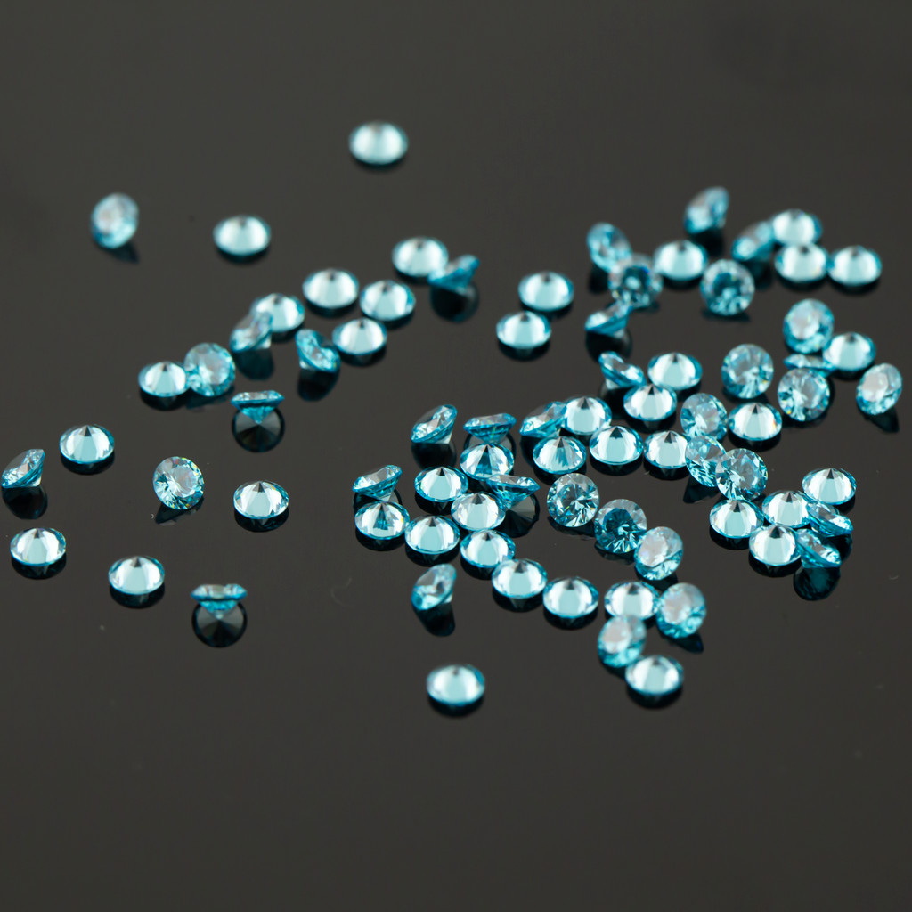Đá Cắt Hình Tròn 5A Xanh Biển 1.0mm đến 3.0mm - Zirconia Cubic cho Trang Sức DIY