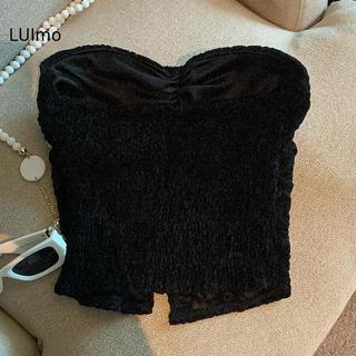 LUImo Nữ Ren Gợi Cảm Crop Strapless Có Đệm Ngực Mùa Hè Sang Trọng Đảng Câu Lạc Bộ Áo SBS