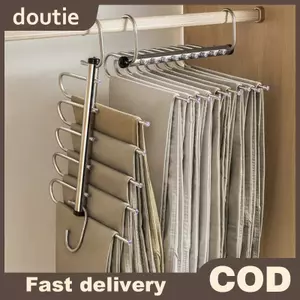 Doutie Gấp Magic Quần Móc Treo 5 / 9 Lớp Thép Không Gỉ Tiết Kiệm Không Gian Quần Áo Ra Tổ Chức Cho Tủ Quần Jean Quần Khăn VN