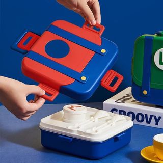 Hộp cơm trưa cách nhiệt bằng thép không gỉ Super Mario cấp thực phẩm 304 Thiết bị ngoại vi hoạt hình có ngăn nắp Hộp cơm trưa di động
