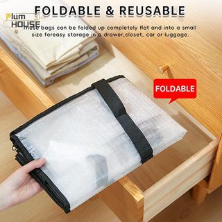 PlumHOUSE Túi đựng đồ dệt dung tích lớn trong suốt, Túi đựng chăn bông, Loại tủ quần áo chống thấm nước Dây kéo đôi Lưu trữ quần áo di động VN