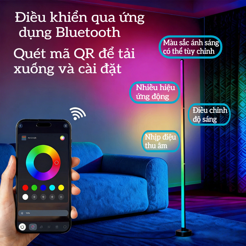Cây Đèn LED RGB 120cm - Điều Khiển APP/Remote, Nhạy Theo Nhạc, Trang Trí PC/Tivi/Phòng Ngủ Hiệu Quả