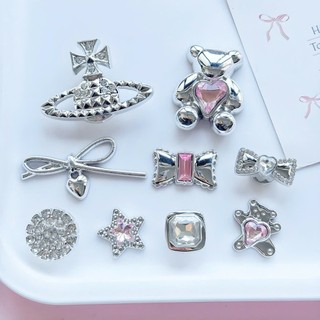 Set charm cao cấp: Set Charm Bạc Đính Đá Sang Chảnh – Charm Gấu Nơ Vương Miện Pha Lê Lấp Lánh Trang Trí Dép hot trend