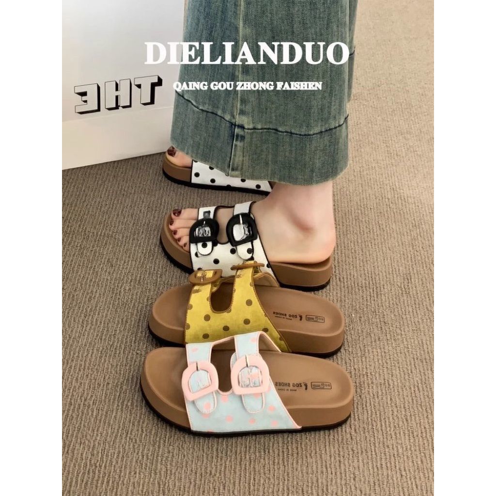 Dép LVY Nữ Mùa Hè Mặc Ngoài 2026 Phong Cách Mới Chấm Bi Đế Dày Birkenstock Giày Slip-On Out Đế Mềm Birkenstock Hal