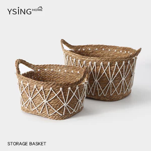 Giỏ đựng đồ dệt rơm phong cách Bắc Âu Bố cục bầu không khí B & B Giỏ đựng đồ để bàn cao cấp Giỏ đựng đồ cầm tay