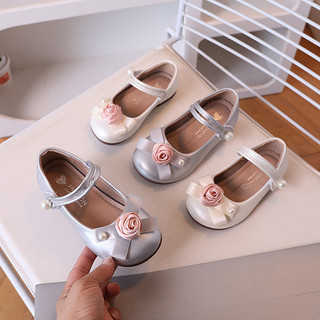 Bé Gái Giày Cho Tiệc Cưới Nơ Với Hoa Công Chúa Trẻ Em Hoa Đế Mềm Mary Janes Size 23-36 Cổ Điển Mùa Xuân Mới