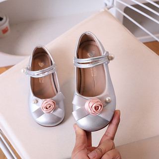 Bé Gái Giày Cho Tiệc Cưới Nơ Với Hoa Công Chúa Trẻ Em Hoa Đế Mềm Mary Janes Size 23-36 Cổ Điển Mùa Xuân Mới