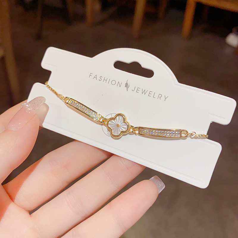 Vòng tay thời trang đính đá zircon hoa văn, thiết kế điều chỉnh linh hoạt