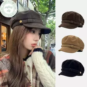 PUSKY Mũ Nồi Da Lộn Cho Nữ - Thiết Kế Retro, Dễ Gập Lại, Thích Hợp Thu Đông