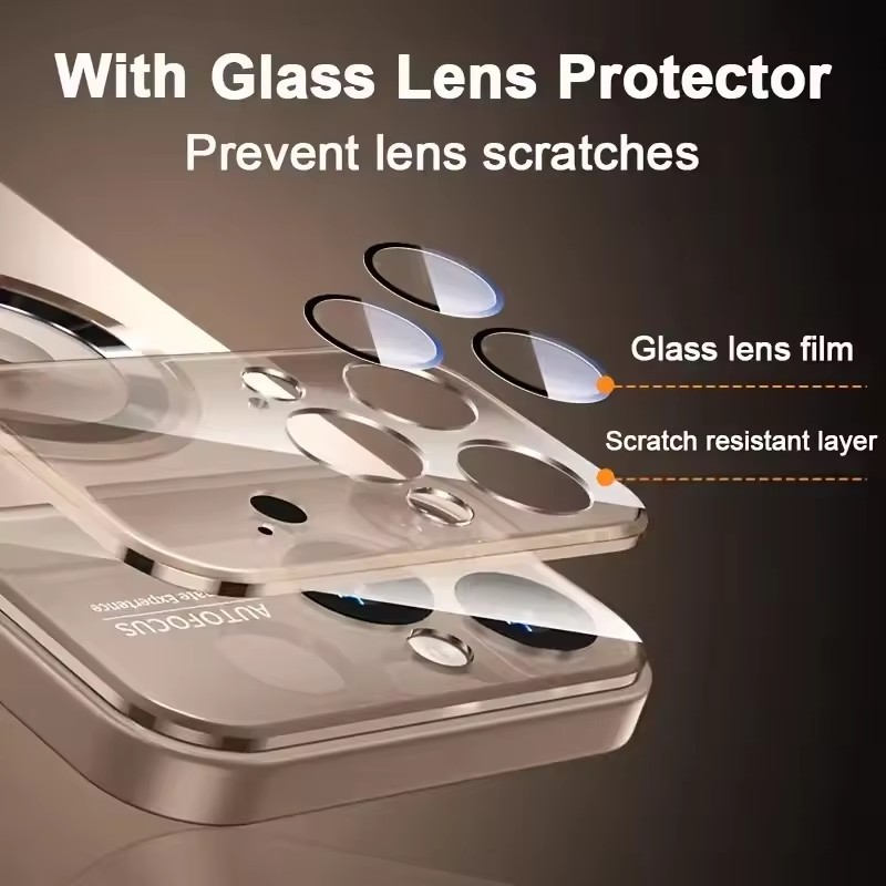 Ốp Lưng Acrylic Cửa Sổ Lớn Chống Va đập Cho IPhone 1716 15 14 13 12 Pro Max Tích Hợp Màng Bảo Vệ Camera