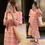 Trang phục bà bầu mùa hè - Váy chiffon dáng Ashort sleeves, họa tiết kẻ sọc ngọt ngào