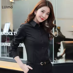 LUImo Áo sơ mi trắng tay dài dành cho công sở, cỡ lớn, chất liệu cao cấp