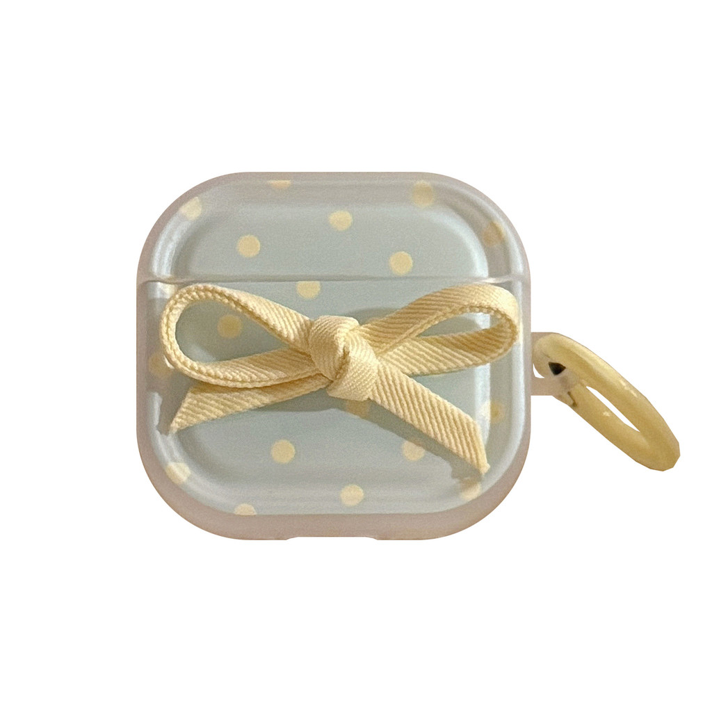 Ốp Lưng Nơ Màu Vàng Mùa Hè Cho AirPods pro 2, Tai Nghe Bluetooth Apple Thế Hệ Thứ 3 1 / 2 Chấm Bi Bi