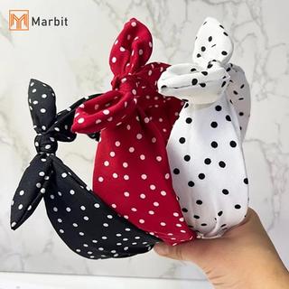 [Mar-T] Băng Đô Quấn Tóc Màu Trơn có Nơ Chấm Bi, Điều Chỉnh Được, Phù Hợp Cho Nữ và Bé Gái