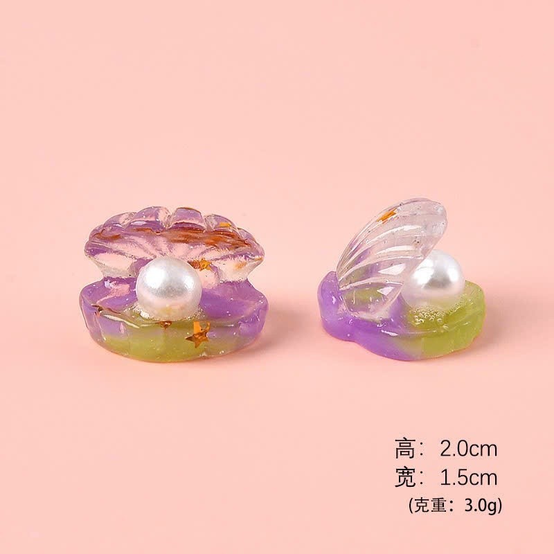 Set Charm Vỏ Sò Ngọc Trai Pastel Trong Suốt Lấp Lánh Phong Cách Đại Dương Mermaid Trang Trí Dép Cute Xinh