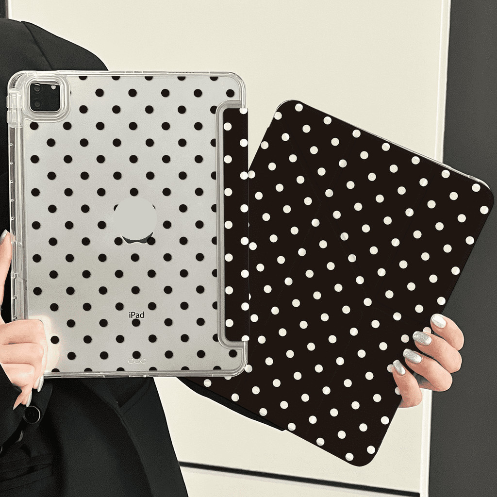 Vỏ Da Trong Suốt Lilac Polka Chậu Cho Mini6 Mini7 A17Pro IPad 5 6 7 8 9 10 11 A16 12 A19 Air 2 3 4 5 6 7 Air 11 M2 M3 M4 2026 Pro10.5 Pro11 M4 M5 Pro13 2024 2025