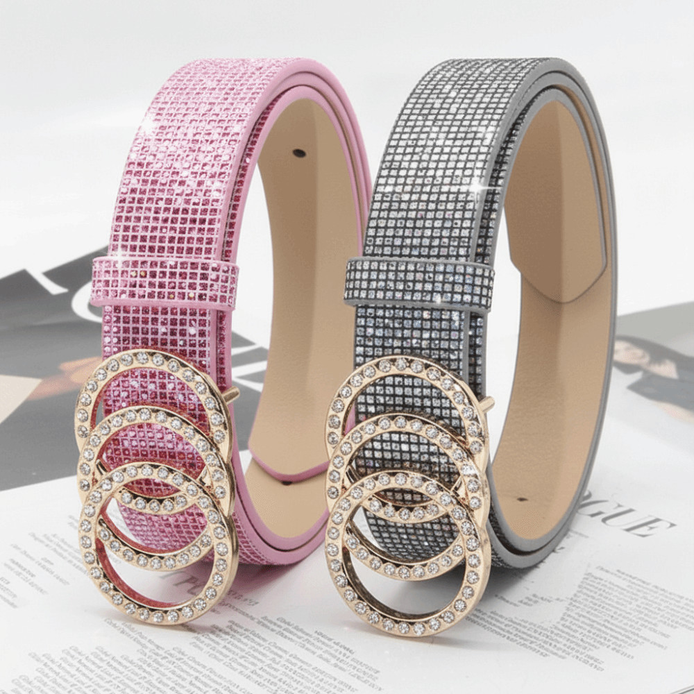 Thắt lưng kim cương giả lấp lánh TRACELIOIAN, Thắt lưng da PU lấp lánh Bling Bling, Thiết kế thương hiệu sang trọng thời trang Dây đeo thắt lưng đa năng dành cho nữ