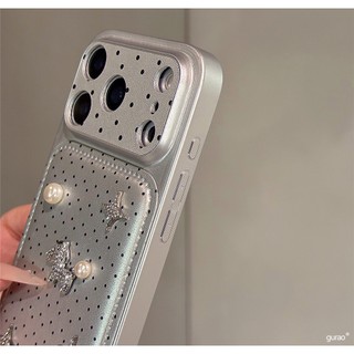 Ốp điện thoại hình con ngựa bằng da bạc cao cấp Wave Dot thích hợp cho iPhone17 16 15 14 13 Pro Max Bảo vệ Camera chống sốc Vỏ cứng chống rơi