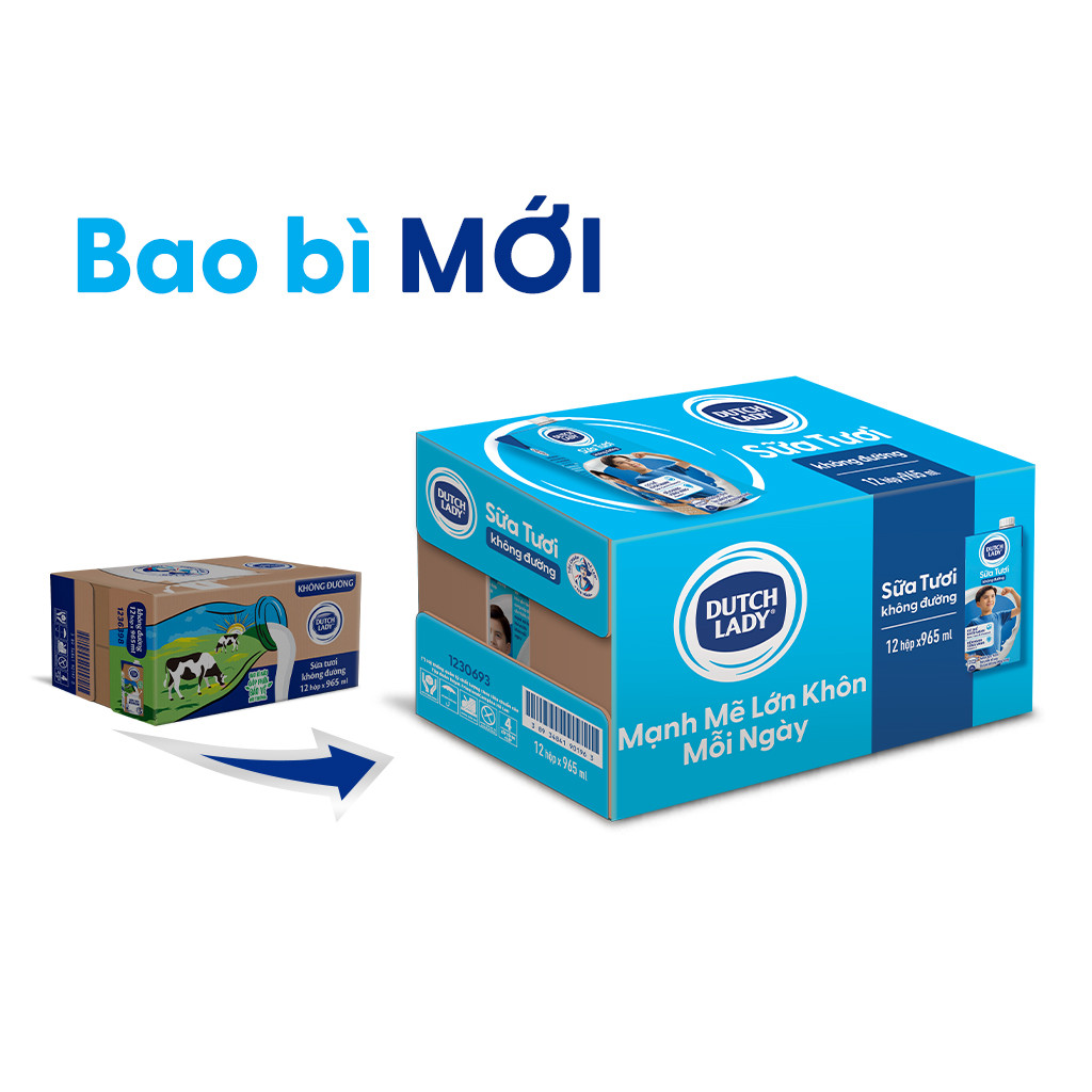 [Combo Giá Sỉ] Sữa Tươi Tiệt Trùng Dutch Lady Có Đường Và Không Đường Hộp 965ml Thơm Ngon Bổ Dưỡng