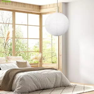 Tấm che đèn giấy HYRON, Vỏ đèn trần treo cổ điển, Phong cách Nhật Bản tròn cổ điển hiện đại Mặt dây chuyền đèn che đèn cưới Tiệc sinh nhật