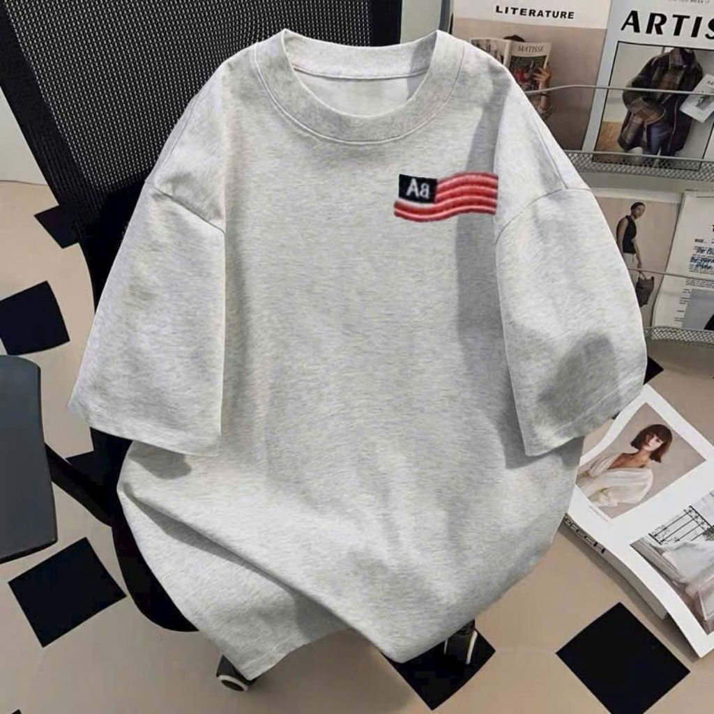 Áo phông unisex tay lỡ cotton su mát với Hình lá cờ Mỹ siêu hot,Trẻ trung phù hợp mọi phong cách THUBIO