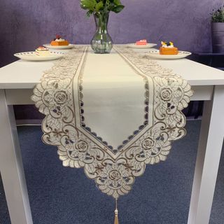 40X290cm Bàn Chạy Thêu Rỗng Vải Hộ Gia Đình Giường Chạy Tivi Tủ Vải Bàn Ăn Bàn Cà Phê Thêu Bàn Chạy Hộ Gia Đình Khách Sạn Thương Mại Cảm Giác Cao Cấp 01