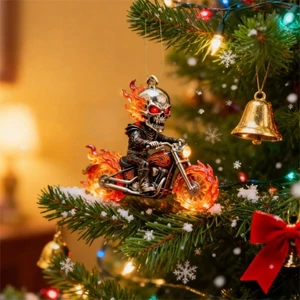 PCF * Hiện đại Tối giản Trang trí ngày lễ Dễ dàng Lắp đặt Blazing Skull Biker Mặt dây chuyền Phụ kiện cây thông Noel
