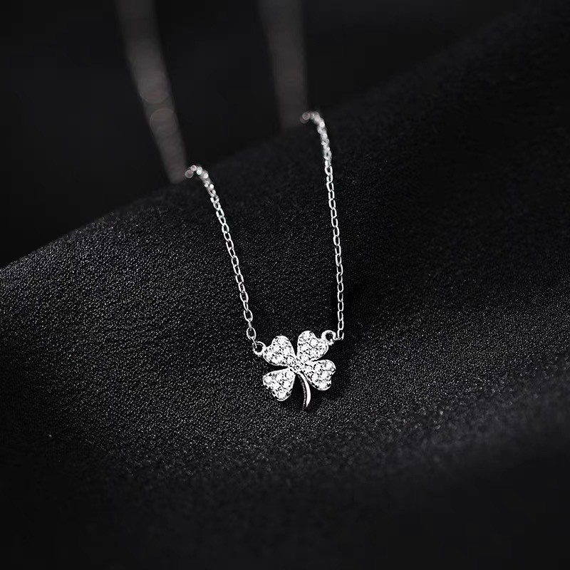 Vòng cổ cỏ ba lá bốn lá bạc S925 thời trang đơn giản