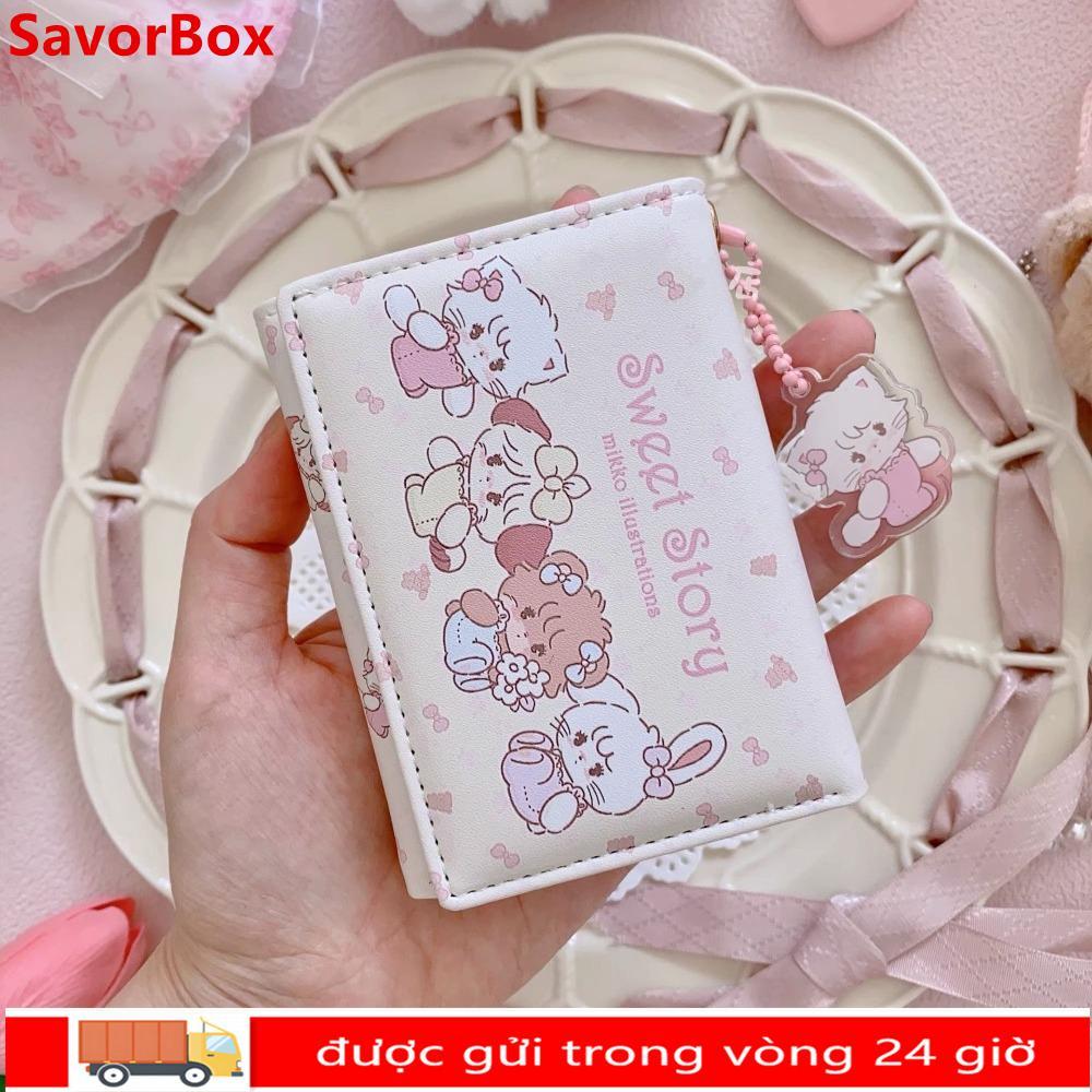 Ví ngắn SAVORBOX, Ví đựng tiền xu bằng da PU hoạt hình, Túi đựng tiền Mikko di động dành cho nữ Cô gái
