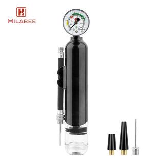 Máy bơm bóng HILABEE có đồng hồ đo áp suất, thiết kế nhẹ và chống nước, phù hợp cho bóng rổ và bóng đá