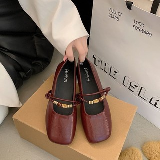 Giày Flat Mary Jane 2025 Giày Đơn Pháp Nông Miệng Retro Đế Mềm Giày Da Ballet