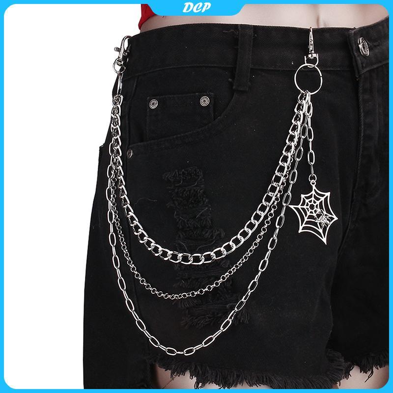 [DCP] Quần Kim Loại chuỗi Mạng Nhện Mặt dây chuyền quần jean chuỗi hip hop eo chuỗi [VN]