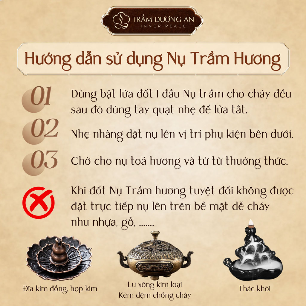 Hộp 50 Nhang Nụ TRẦM NGUYÊN CHẤT Khói Ngược, Thơm Dịu, Thời Gian Cháy 25 - 30 Phút, Dùng Cho Thác Khói Và Thiền Tịnh