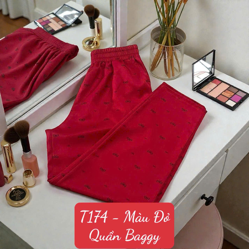 T174 Quần Baggy - Vải Cotton Lạnh - Quần dài 92cm Ống 16cm