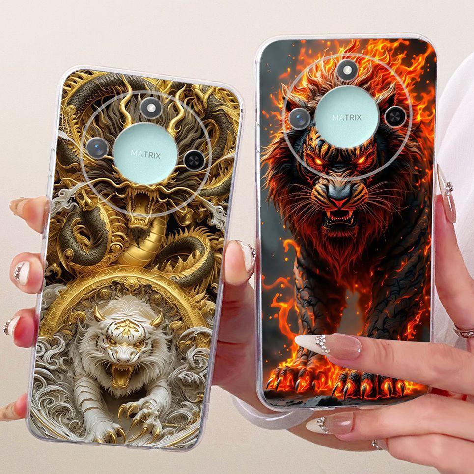 Dành Cho Honor X9C Smart Honor X60 Ốp Điện Thoại Rồng Trung Quốc Mèo Dễ Thương Hoạt Hình Họa Tiết Rồng Vỏ Mềm Trong Suốt Silicon Ốp Lưng
