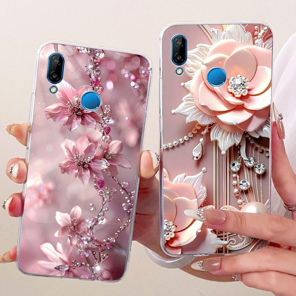 Vỏ hoa hình bướm sang trọng cho Huawei Nova 3e 3i Ốp điện thoại silicon mềm trong suốt cho Huawei P20 Lite