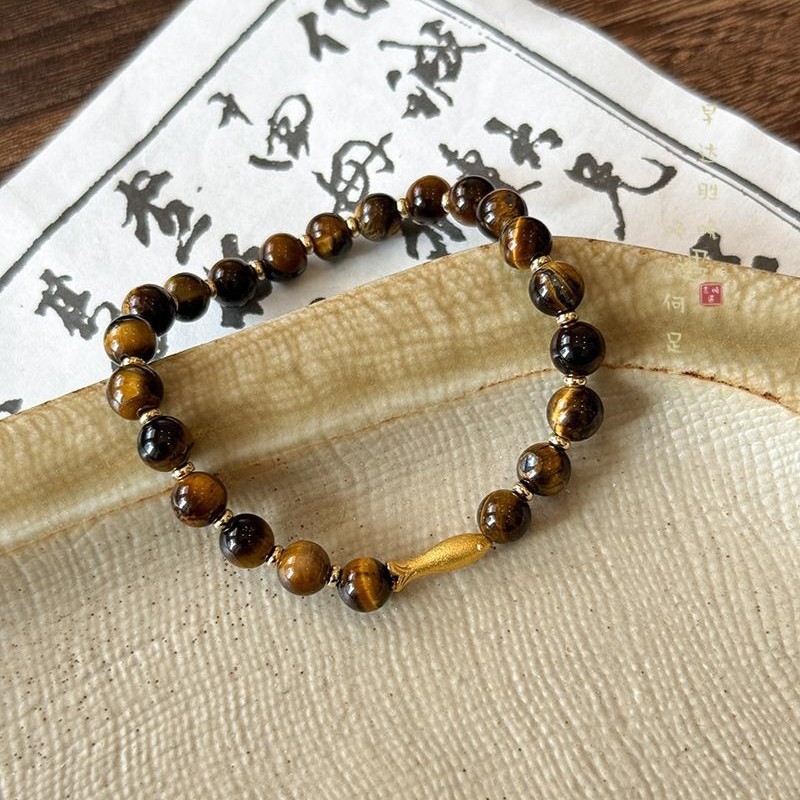 Nữ Tối Giản Sang Trọng: Mới Trung Quốc Vintage Niche Thiết Kế Đá Mắt Hổ Cá Nhỏ Koi Vòng Tay