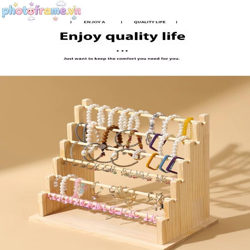 Khung Ảnh Bằng Gỗ Lưu Trữ Ra Hiển Thị Đứng 2 Lớp Sử Dụng Nhà Phụ Kiện Tóc Trang Sức Mũ Triển Lãm Ra Trang Sức Lưu Trữ VN